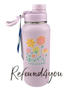Life in Good - ‘Lilac Flowers’ 32oz insulated water bottle. NWT Firm!